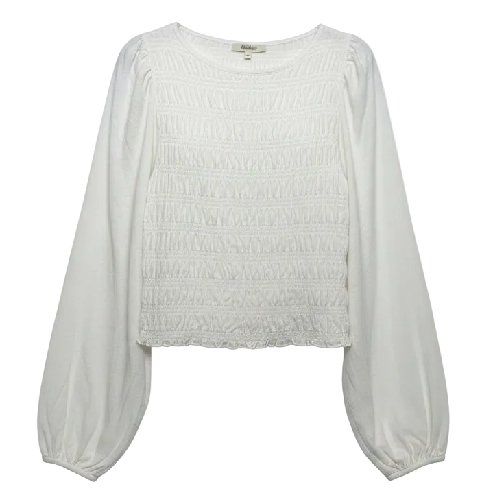 Smocked Boatneck Top By Madewell In Cream, Size: XS