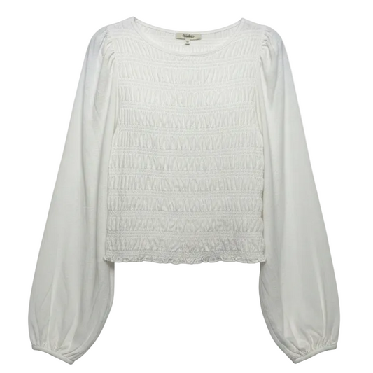 Smocked Boatneck Top By Madewell In Cream, Size: XS