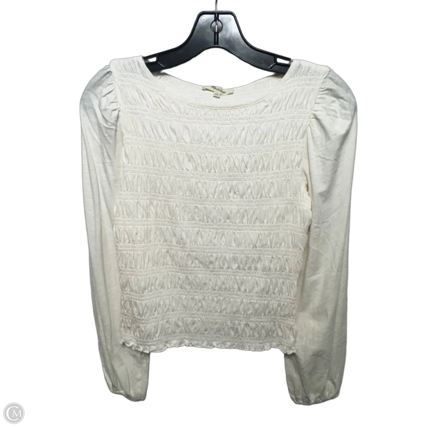 Smocked Boatneck Top By Madewell In Cream, Size: XS