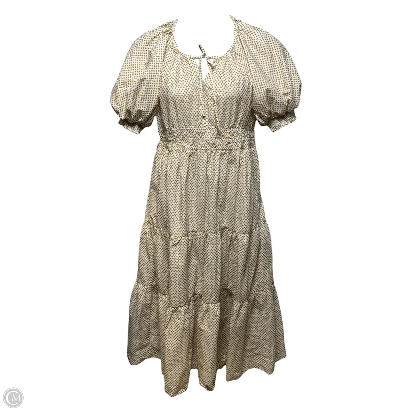 The Somerset Maxi Dress Puff Sleeve Edition By Anthropologie In Gold & Tan, Size: L