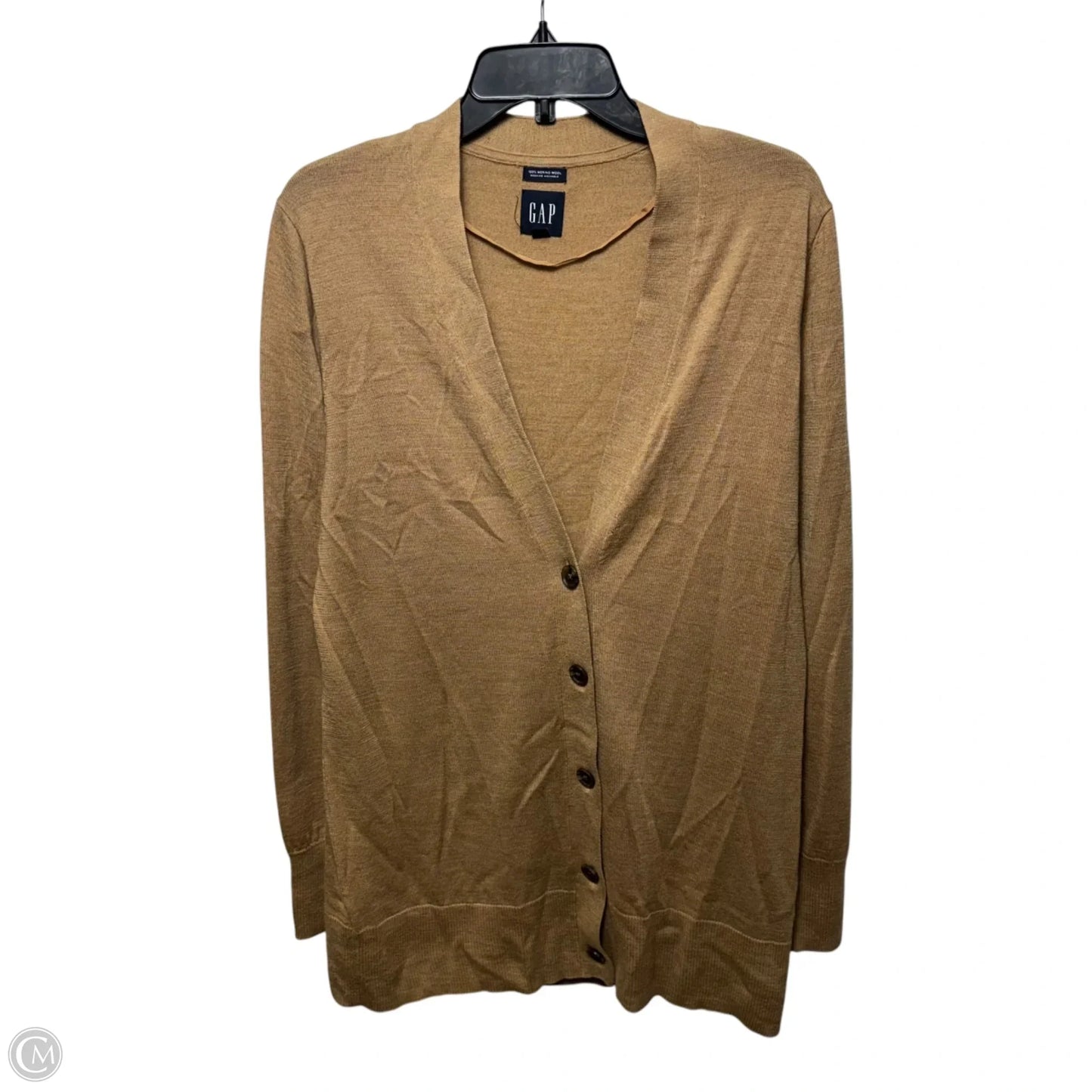 Merino Wool Sweater Cardigan By Gap In Brown, Size: L Tall