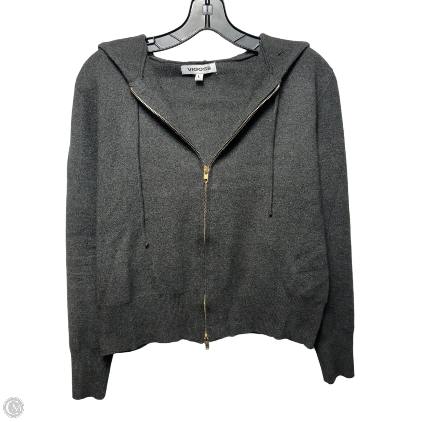 Knit Hooded Jacket By Vigoss In Grey, Size: L