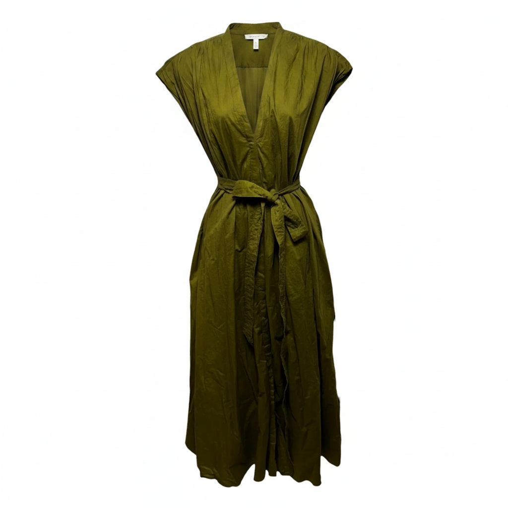 Belted Wrinkle Effect Midi Dress By Zara Collection In Green, Size: S