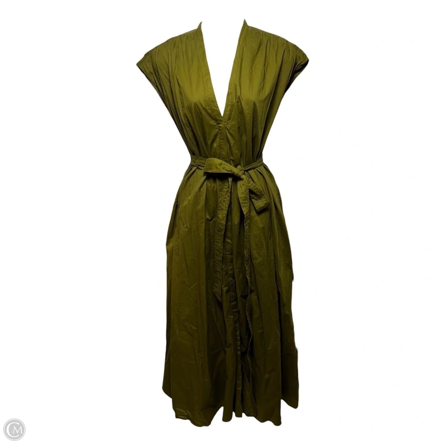 Belted Wrinkle Effect Midi Dress By Zara Collection In Green, Size: S