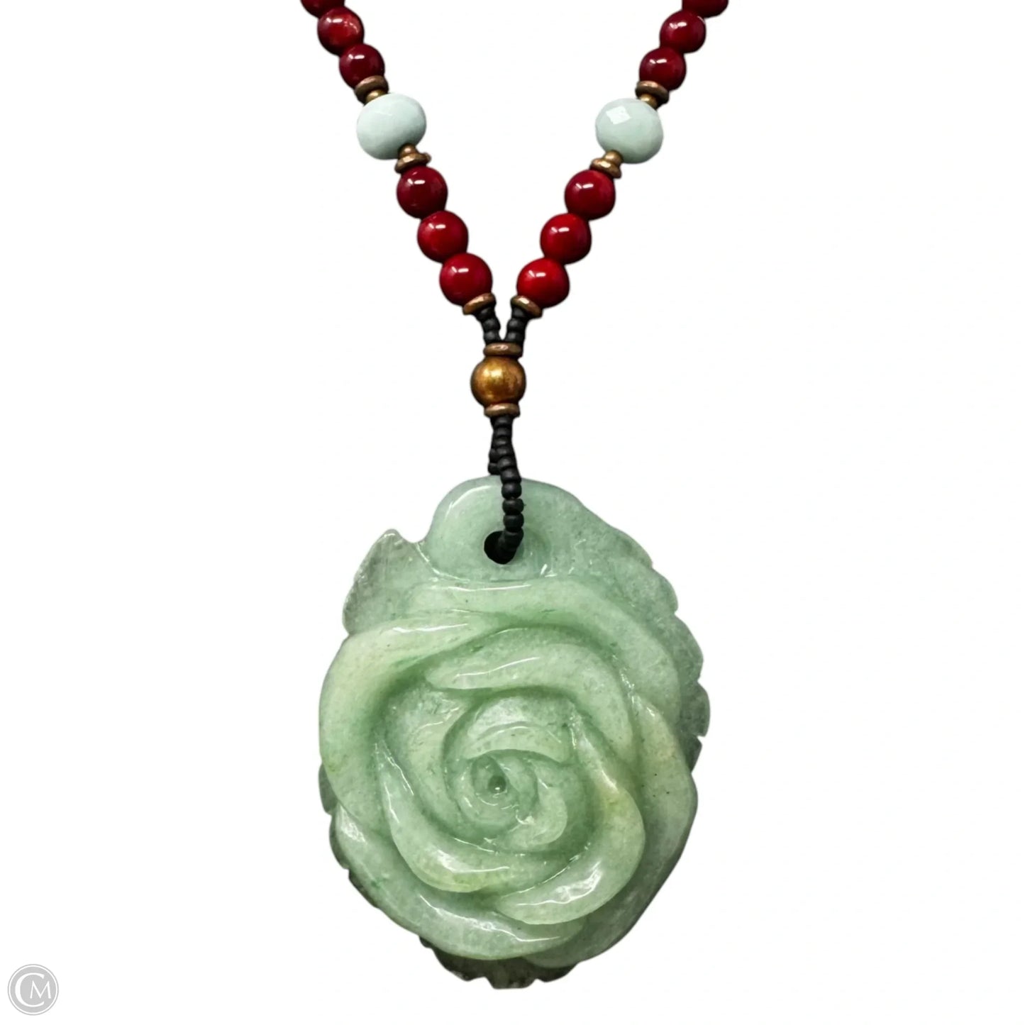 Rose Carved Jadeite Necklace Pendant