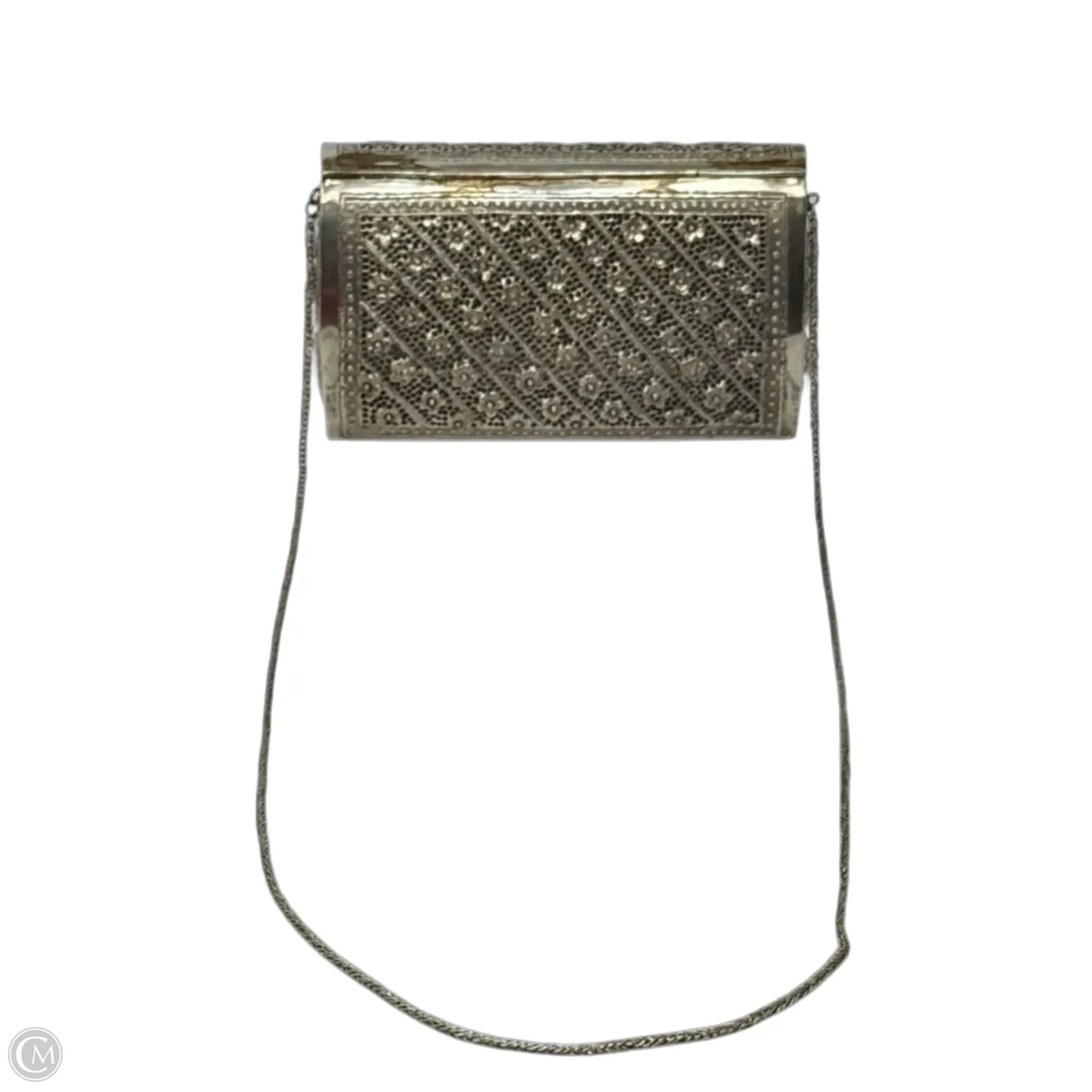 Antiqued Floral Metal Evening Bag, Size: Small