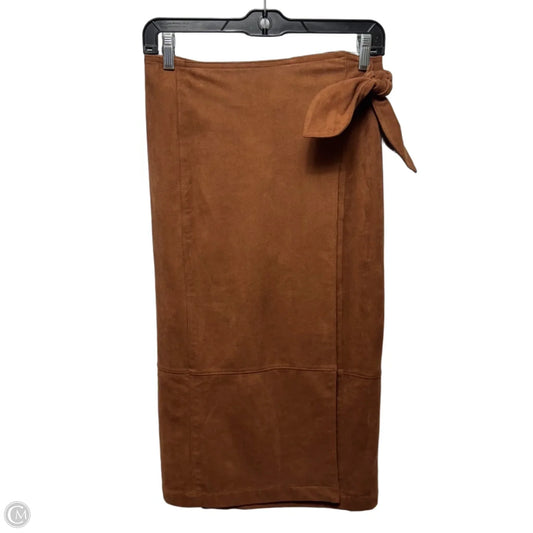 Faux Suede Wrap Skirt Midi By Anthropologie In Brown, Size: S