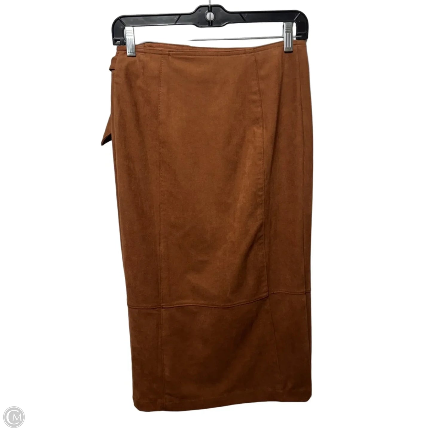 Faux Suede Wrap Skirt Midi By Anthropologie In Brown, Size: S