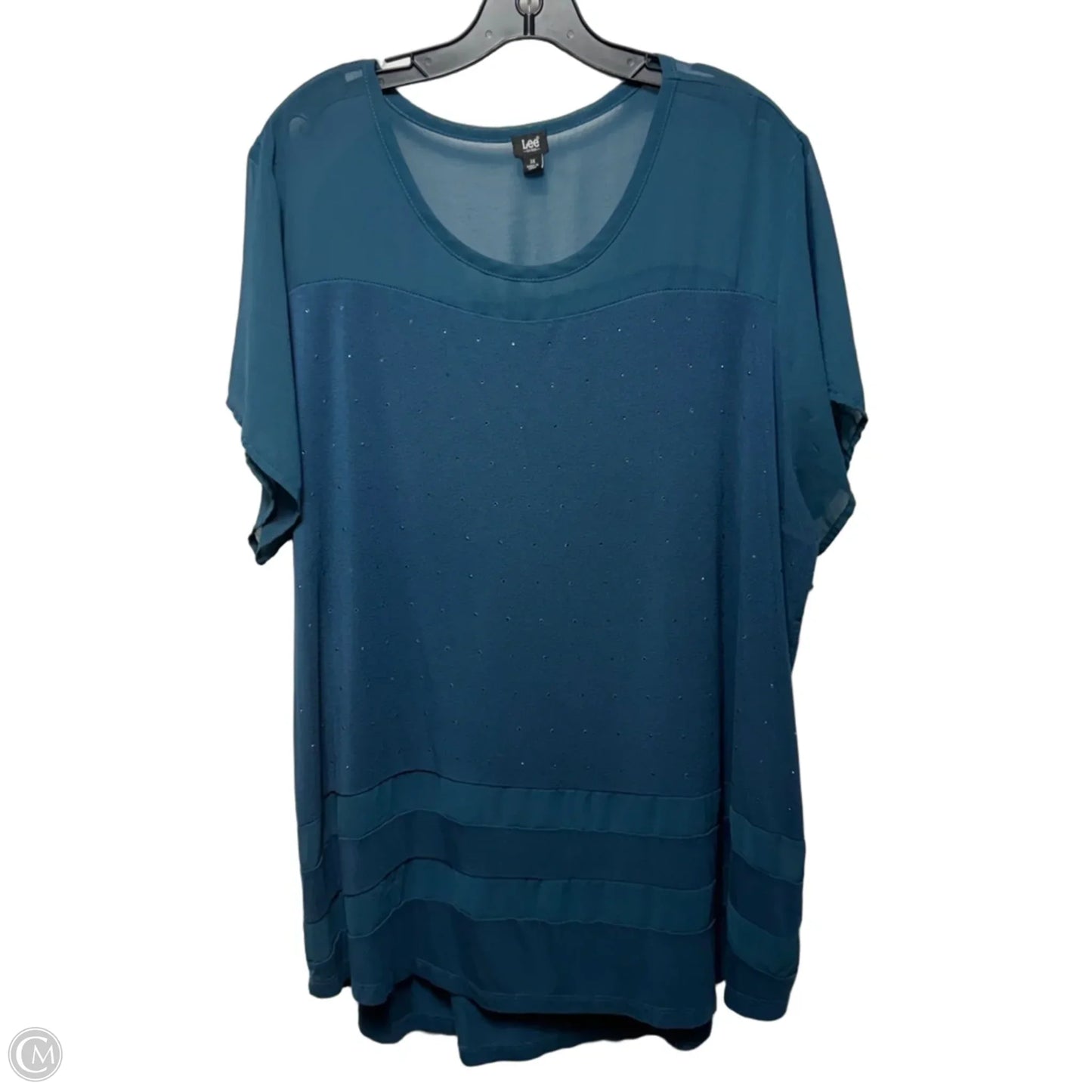Rhinestone Top Short Sleeve By Lee In Teal, Size: 3x