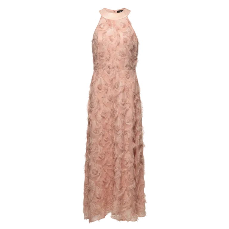 Dancing Feathers Halter Dress Party Long By Chicwish In Pink, Size: S