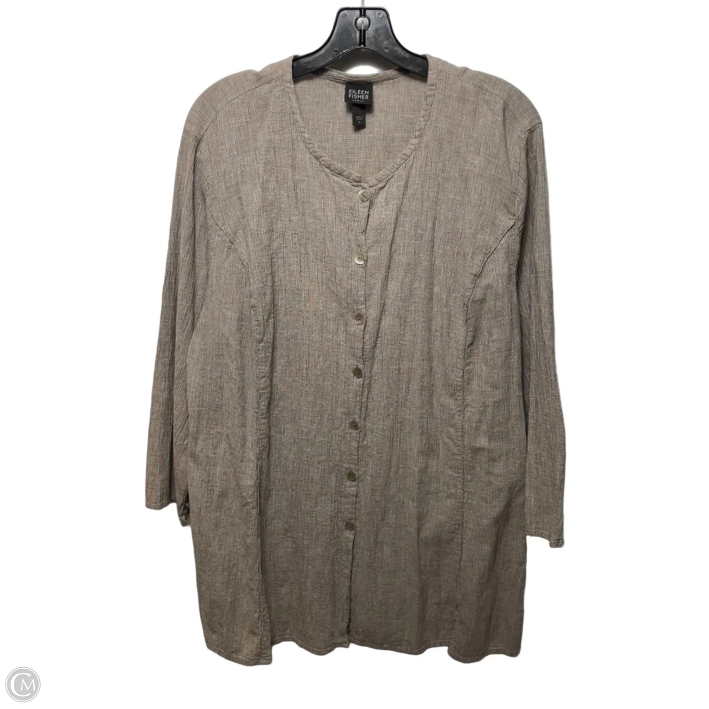 Organic Cotton Top Long Sleeve By Eileen Fisher In Brown, Size: 1x