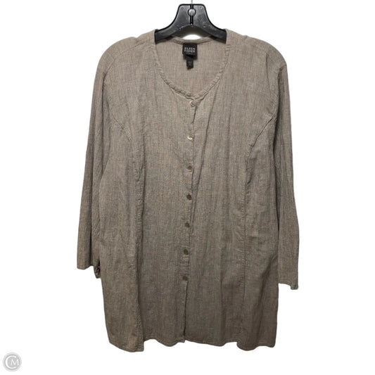 Organic Cotton Top Long Sleeve By Eileen Fisher In Brown, Size: 1x