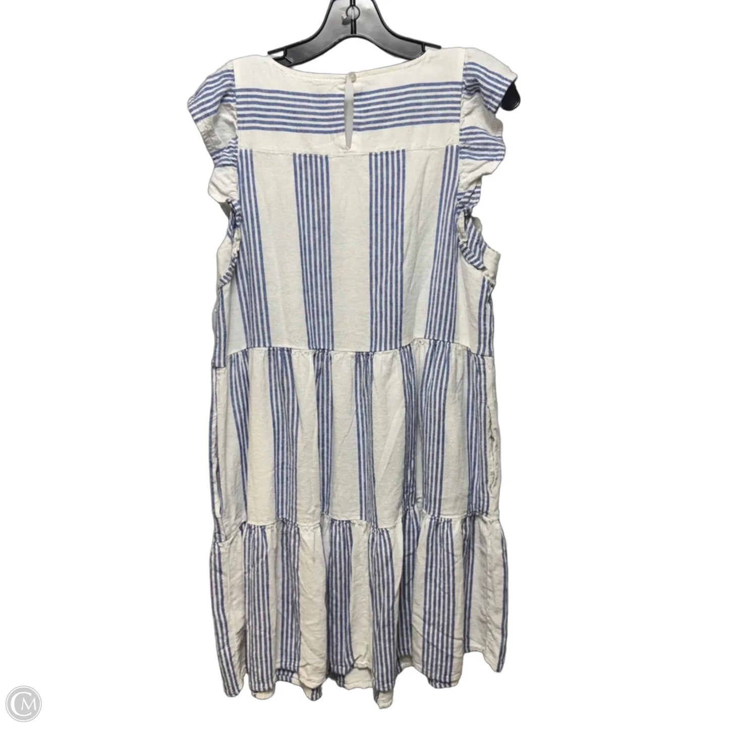 Tiered Linen Blend Dress Casual Short By J. Crew In Striped Pattern, Size: 12
