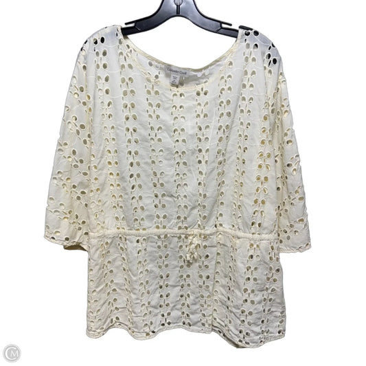 Eyelet Top Short Sleeve By Coldwater Creek In Cream, Size: 2x