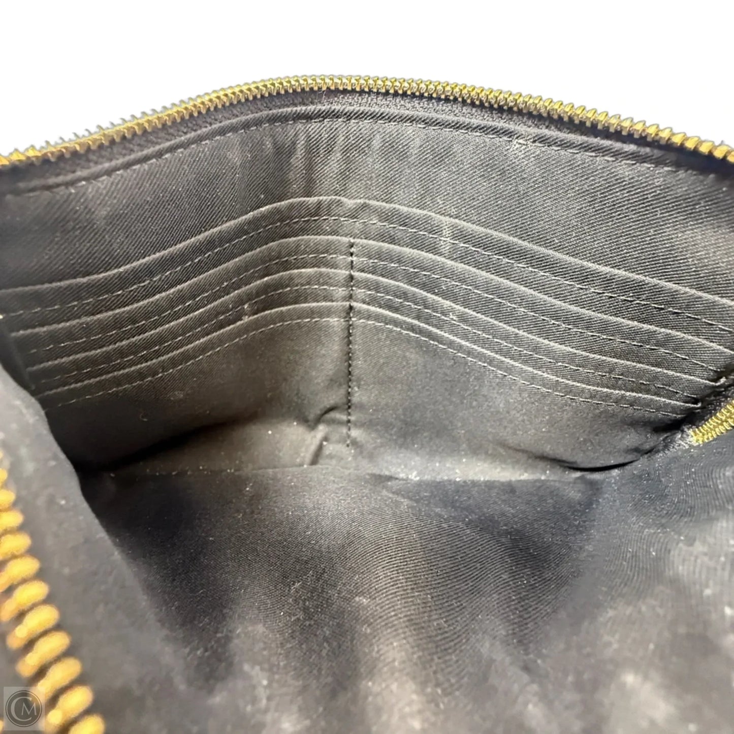 Straw & Leather Double Zip Wallet Designer By Coach, Size: Large