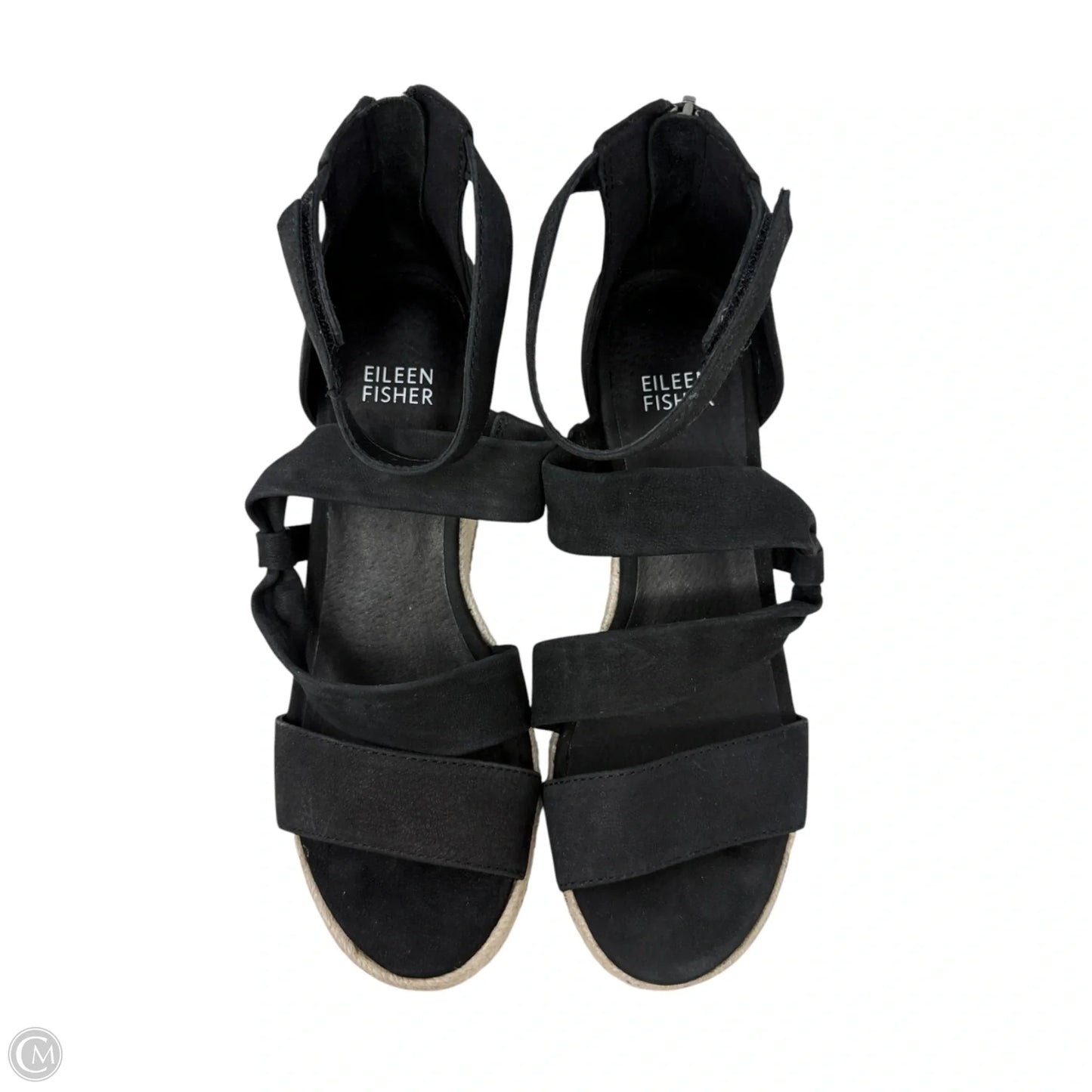 Wisp Tumbled Nubuck Espadrille Wedge Sandals  By Eileen Fisher In Black, Size: 6