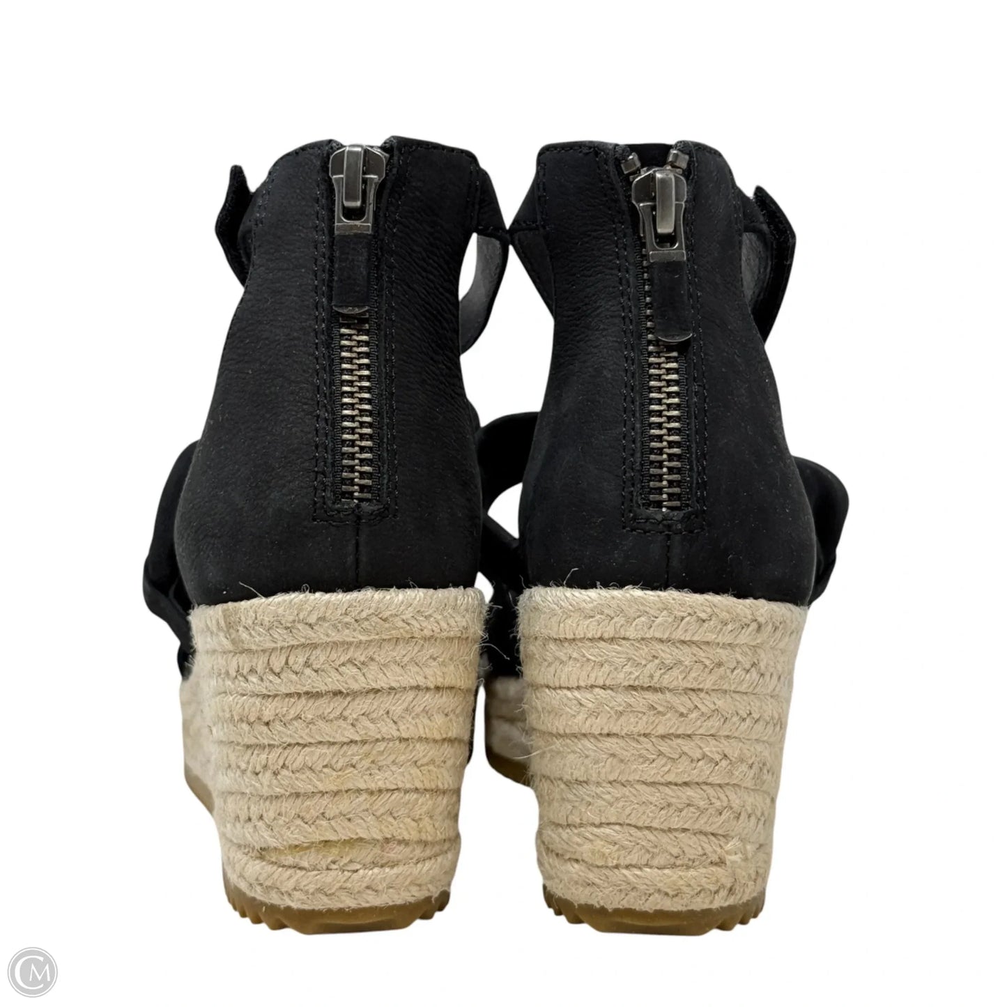 Wisp Tumbled Nubuck Espadrille Wedge Sandals  By Eileen Fisher In Black, Size: 6