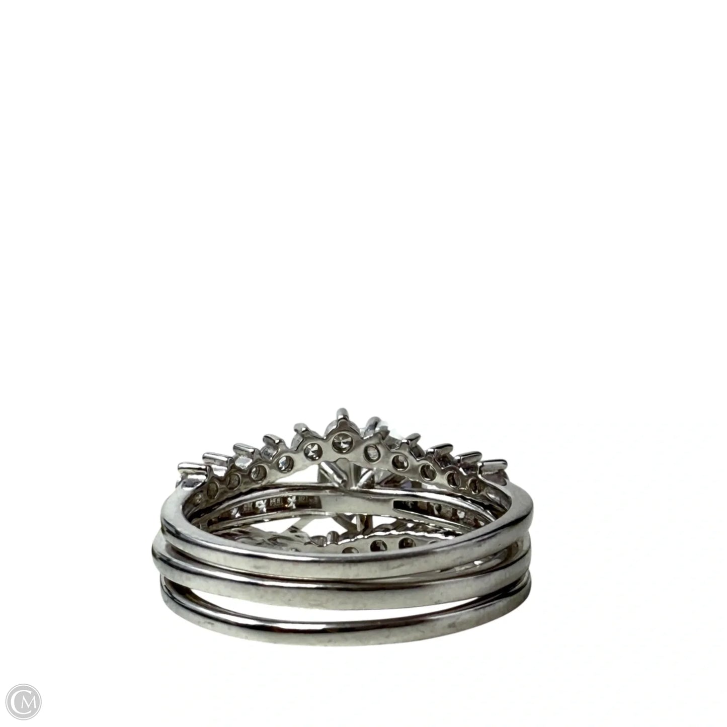 Sterling Silver & Clear Stone Engagement Bridal Ring Set, Size: 03 Piece Set