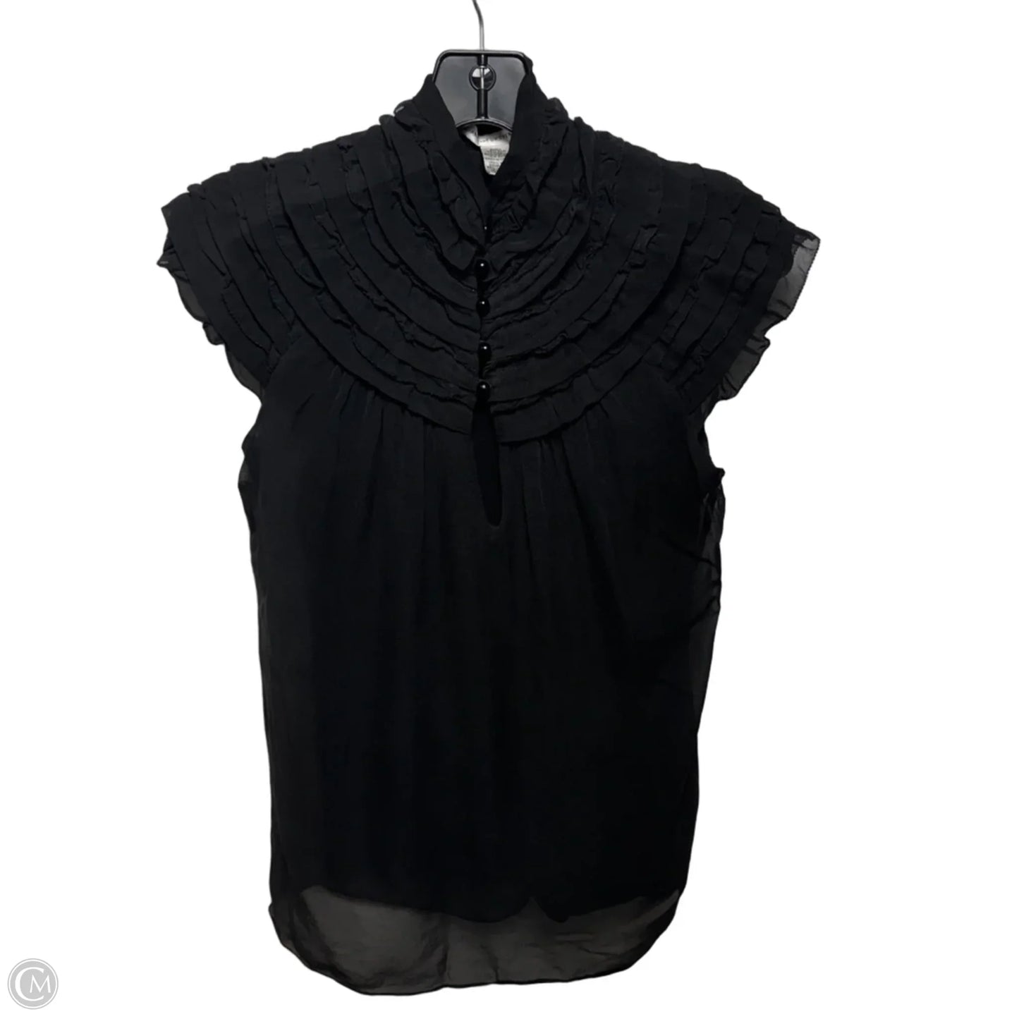 Silk Ruffle Collar Top Sleeveless Designer By Diane Von Furstenberg In Black, Size: 0