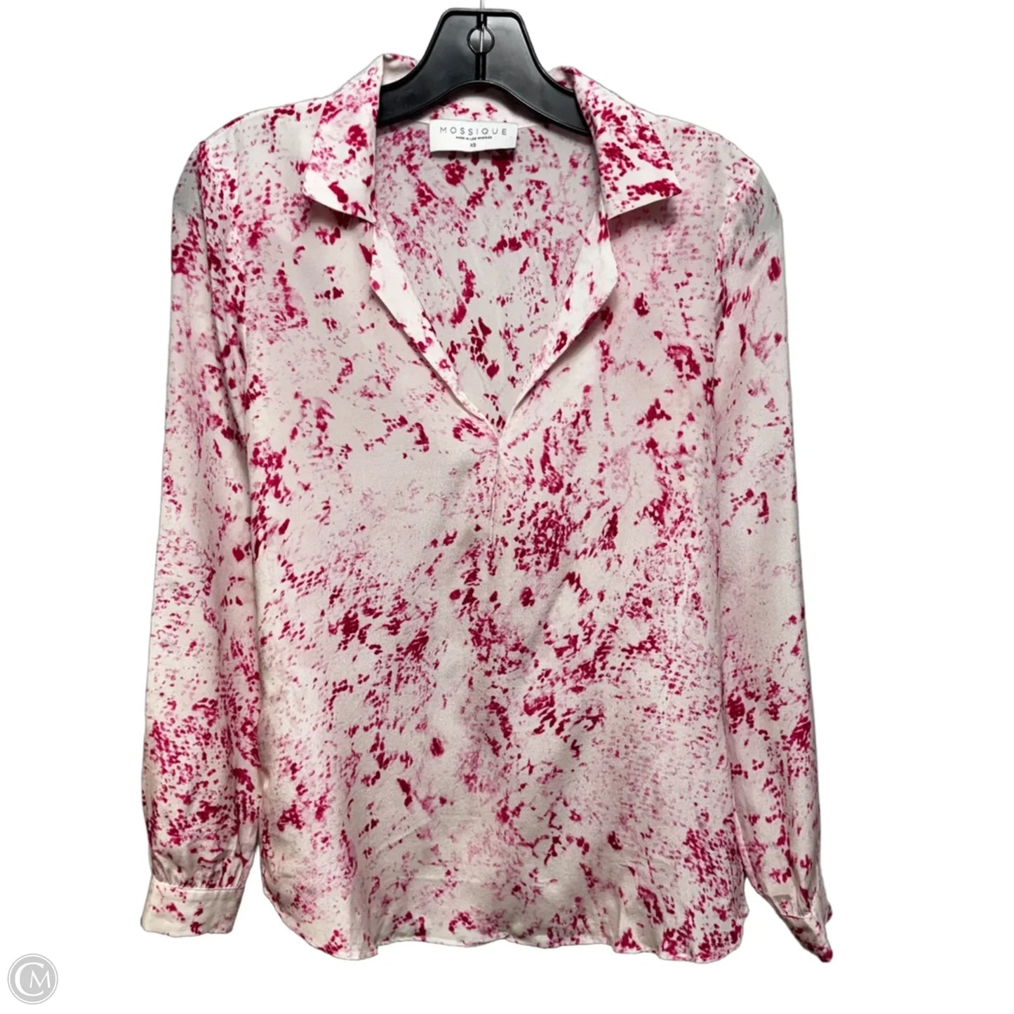Silk Top Long Sleeve By Mossique In Cream & Pink, Size: Xs