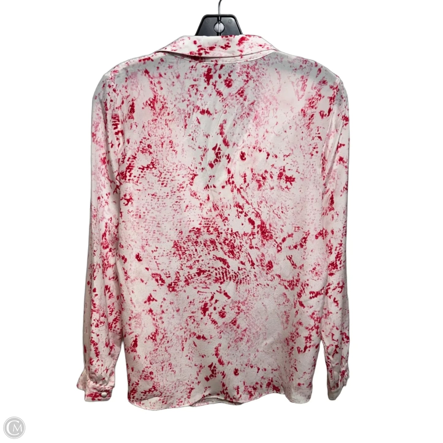 Silk Top Long Sleeve By Mossique In Cream & Pink, Size: Xs