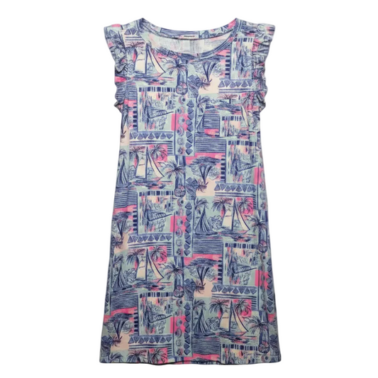 Laina Dress Designer By Lilly Pulitzer In Whisper Blue Yeah Buoy, Size: L