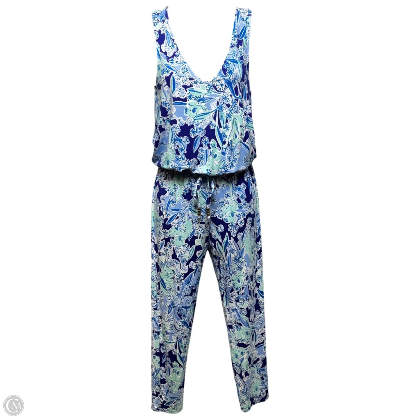 Paulina Jumpsuit Designer By Lilly Pulitzer In Blue & Green, Size: XS