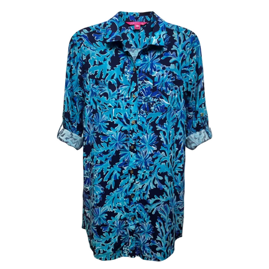 Natalie Tunic Designer By Lilly Pulitzer In Blue & Grey, Size: XXS