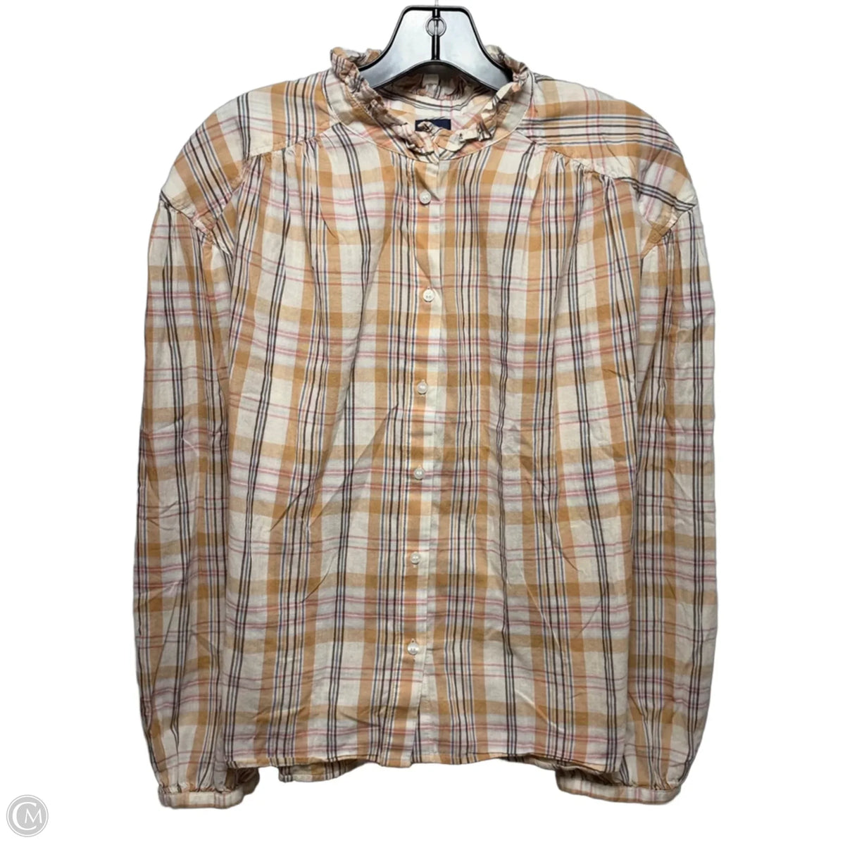 Top Long Sleeve By Gap In Plaid Pattern, Size: M