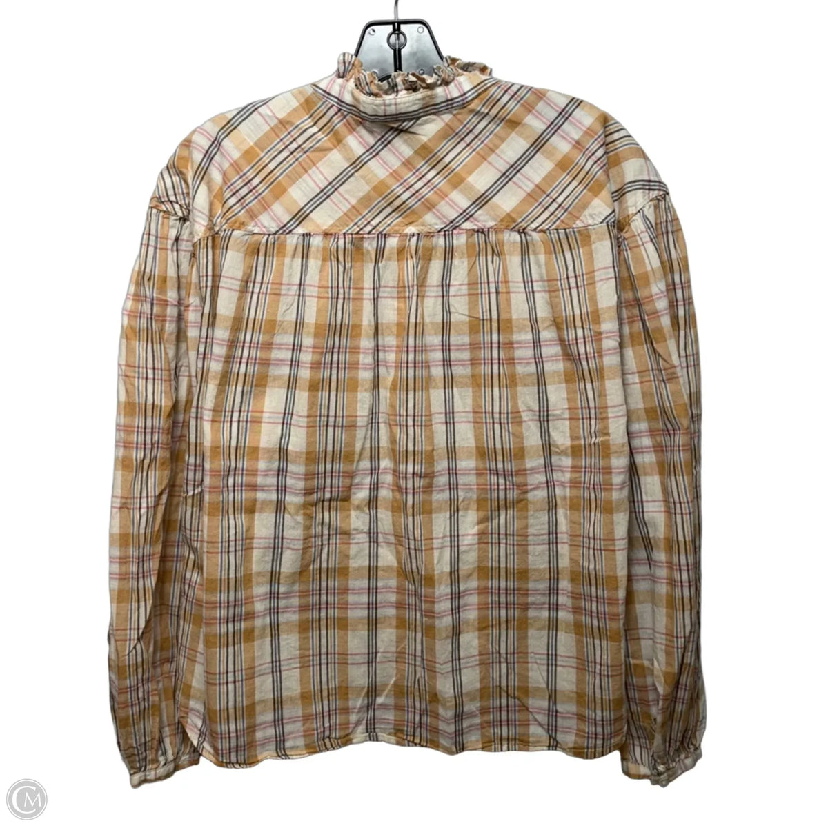 Top Long Sleeve By Gap In Plaid Pattern, Size: M