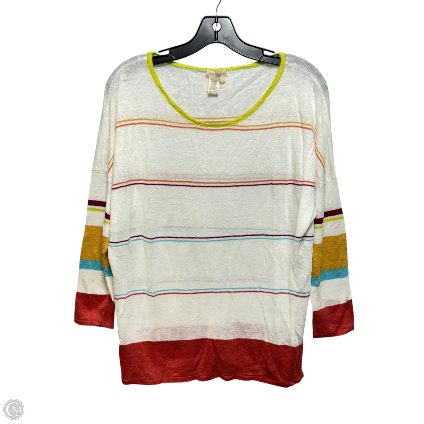 Linen Top Long Sleeve By Clothes Mentor In Striped Pattern, Size: L