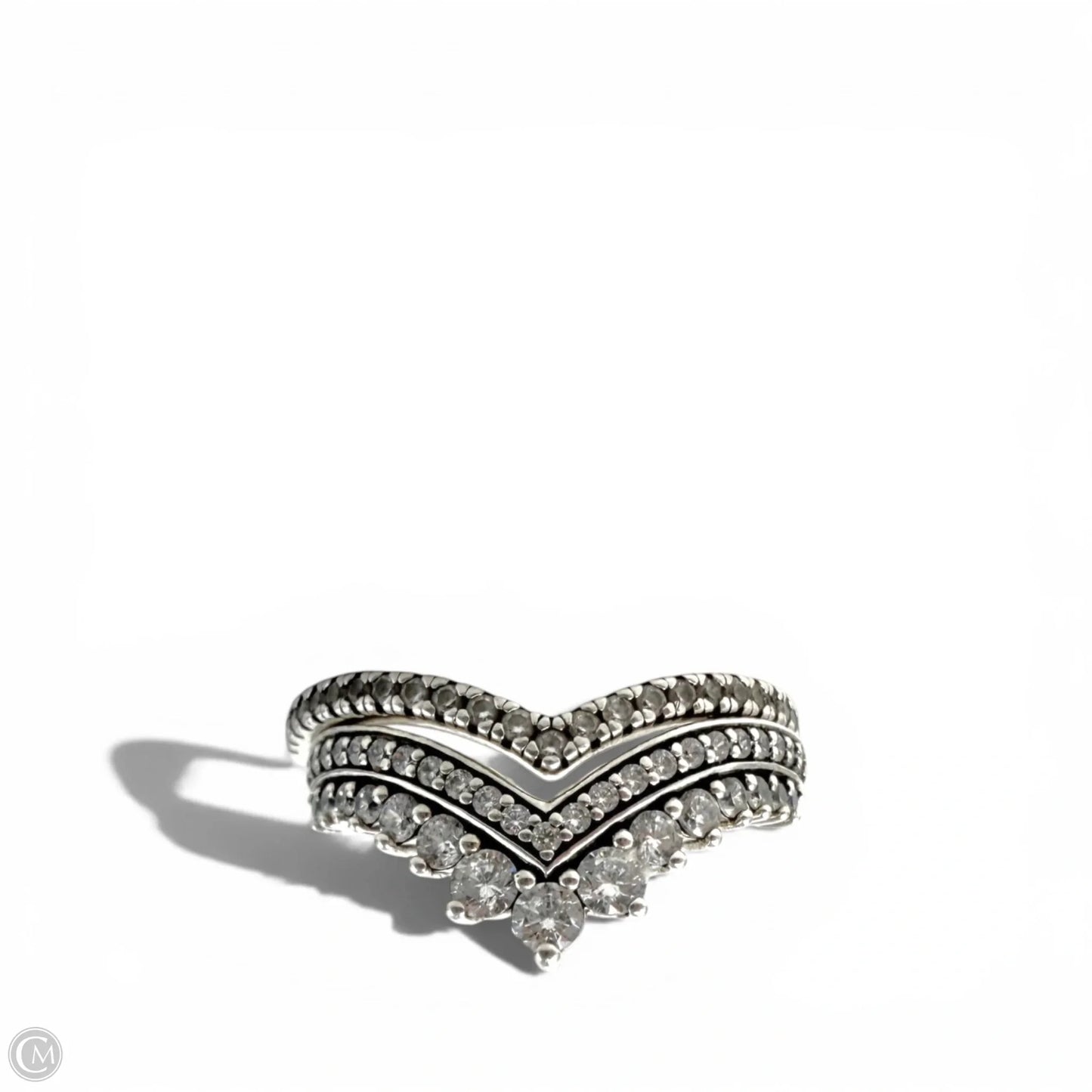 Sterling Silver Princess & Sparkling Wishbone Rings Set By Pandora, Size: 02 Piece Set