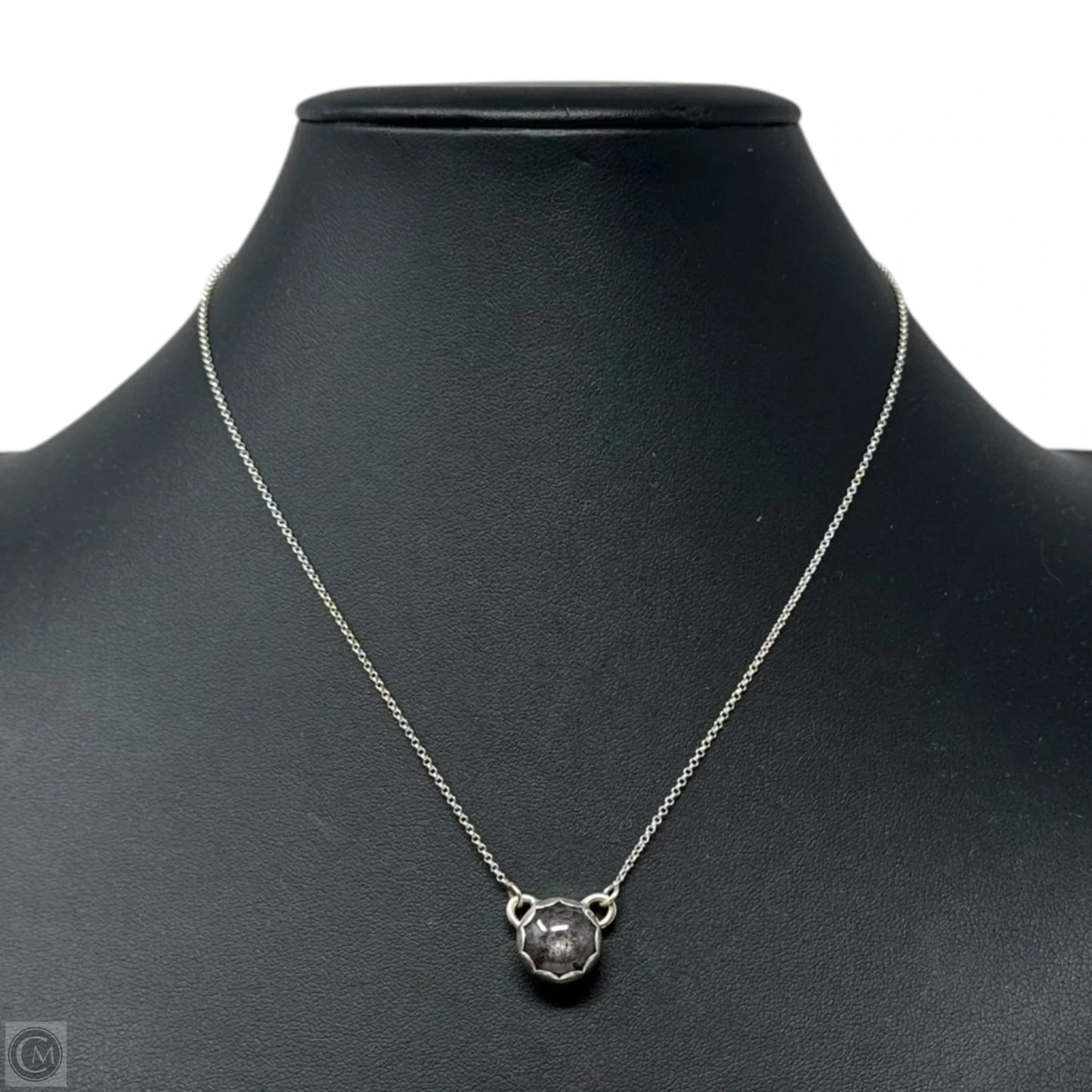 Grey Sterling Set Stone Pendant Necklace Sterling Silver