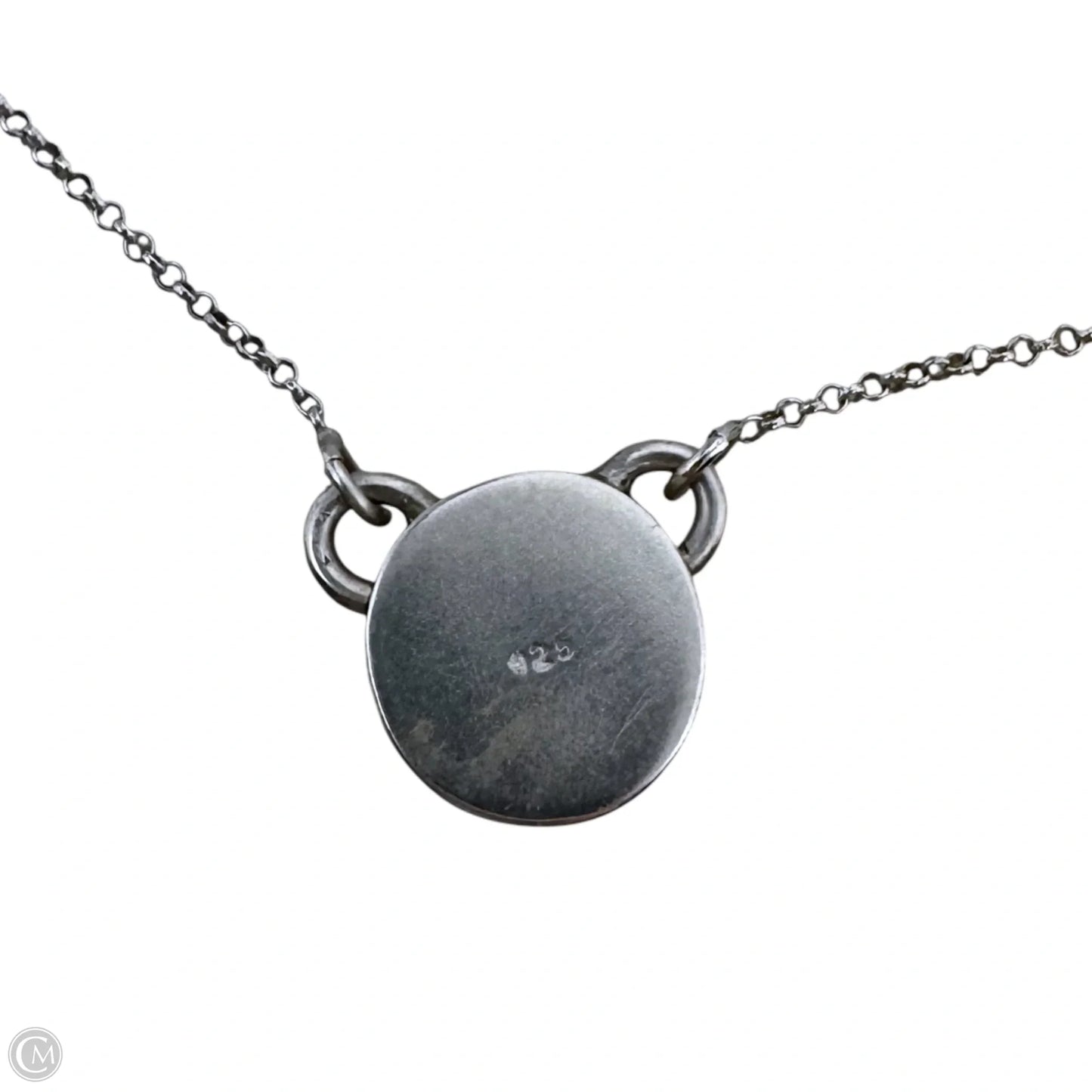 Grey Sterling Set Stone Pendant Necklace Sterling Silver