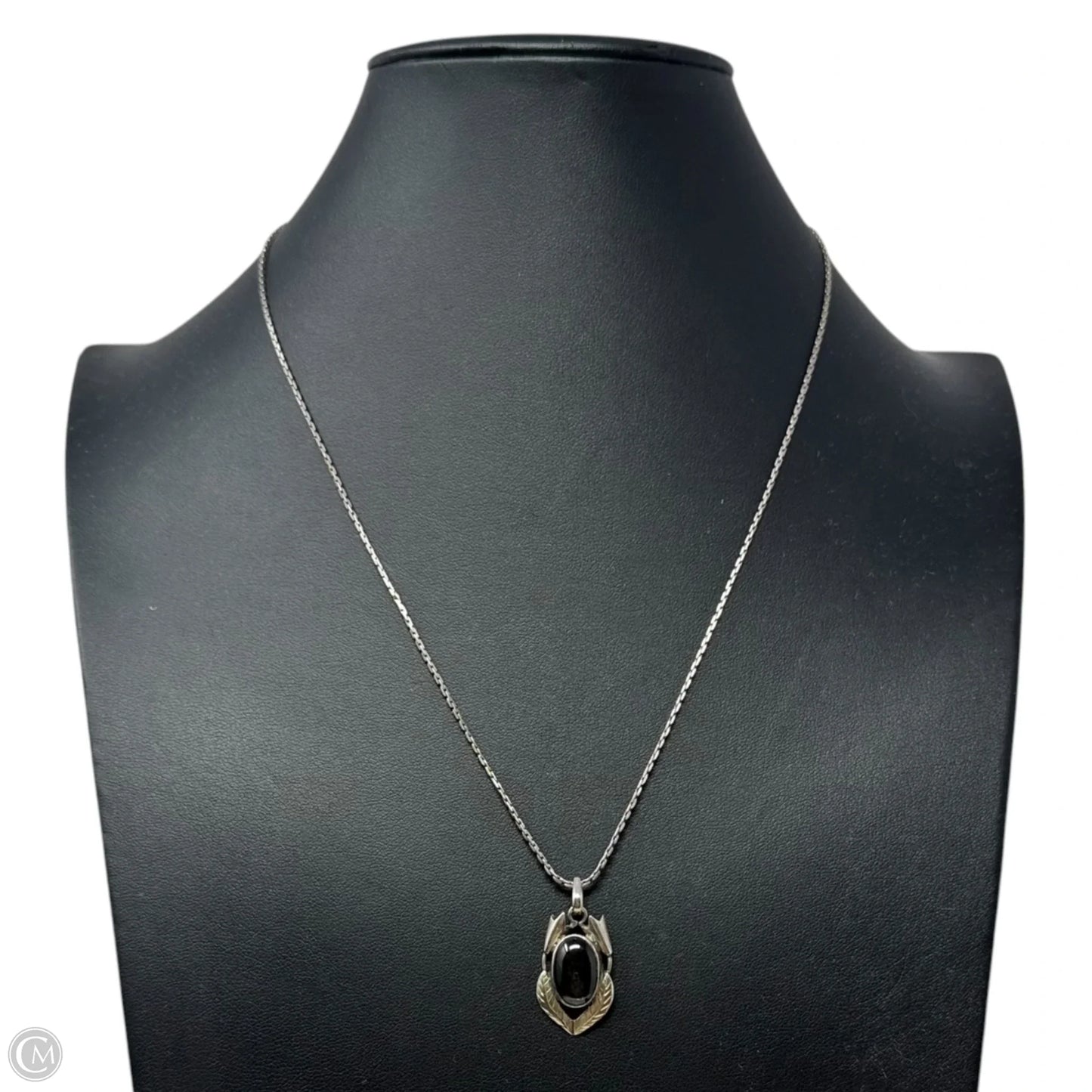 Grey Sterling Set Stone Pendant Necklace