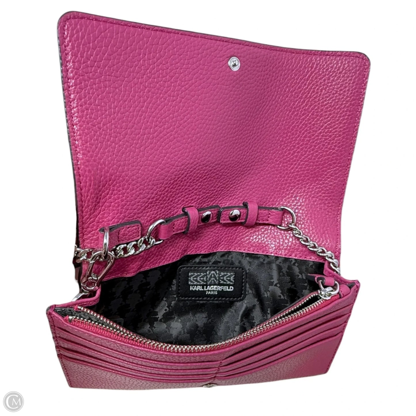 Pebbled Leather Convertible Wristlet/Wallet/Crossbody Designer By Karl Lagerfeld, Size: Small