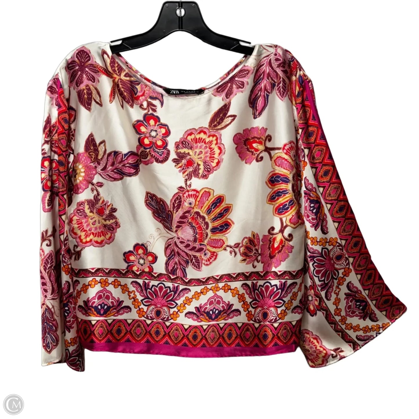 Top Long Sleeve By Zara In Floral Print, Size: M