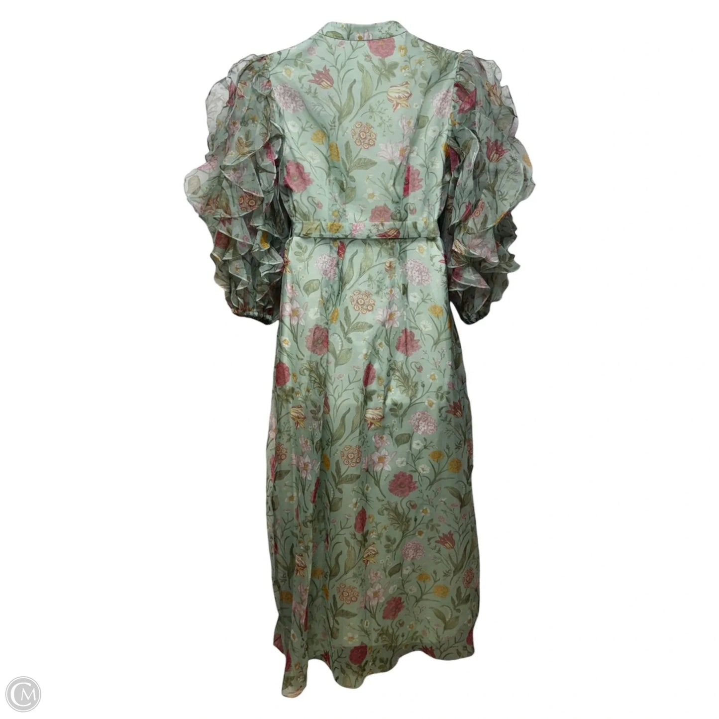 Ruffle Sleeve Organza Maxi Dress By Pankaj & Nidhi X Anthropologie In Floral Print, Size: M