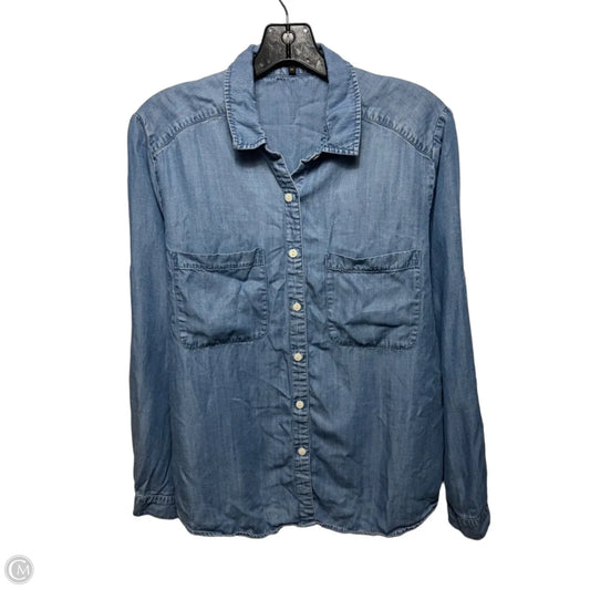 Top Long Sleeve By Quince In Blue Denim, Size: M