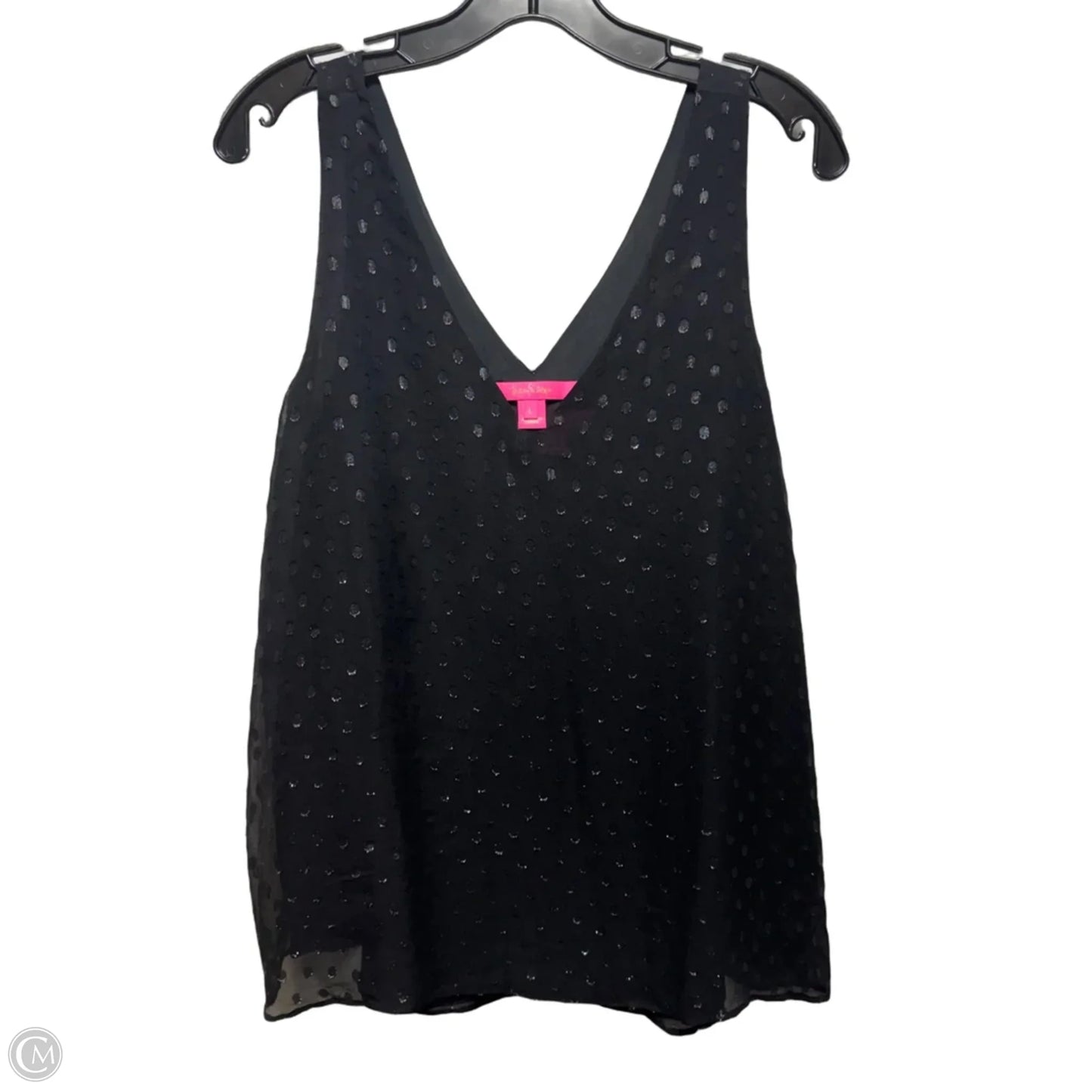 Silk Metallic Top Sleeveless Designer By Lilly Pulitzer In Black, Size: L