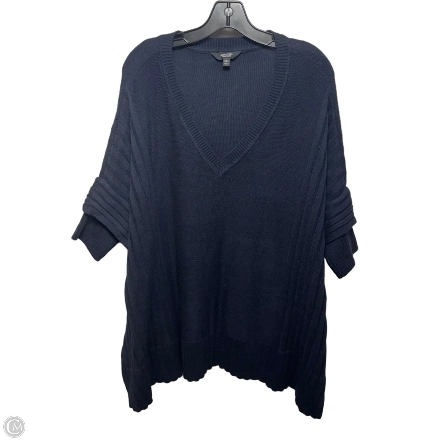Rib Poncho Sweater By Simply Vera In Navy, Size: S/M