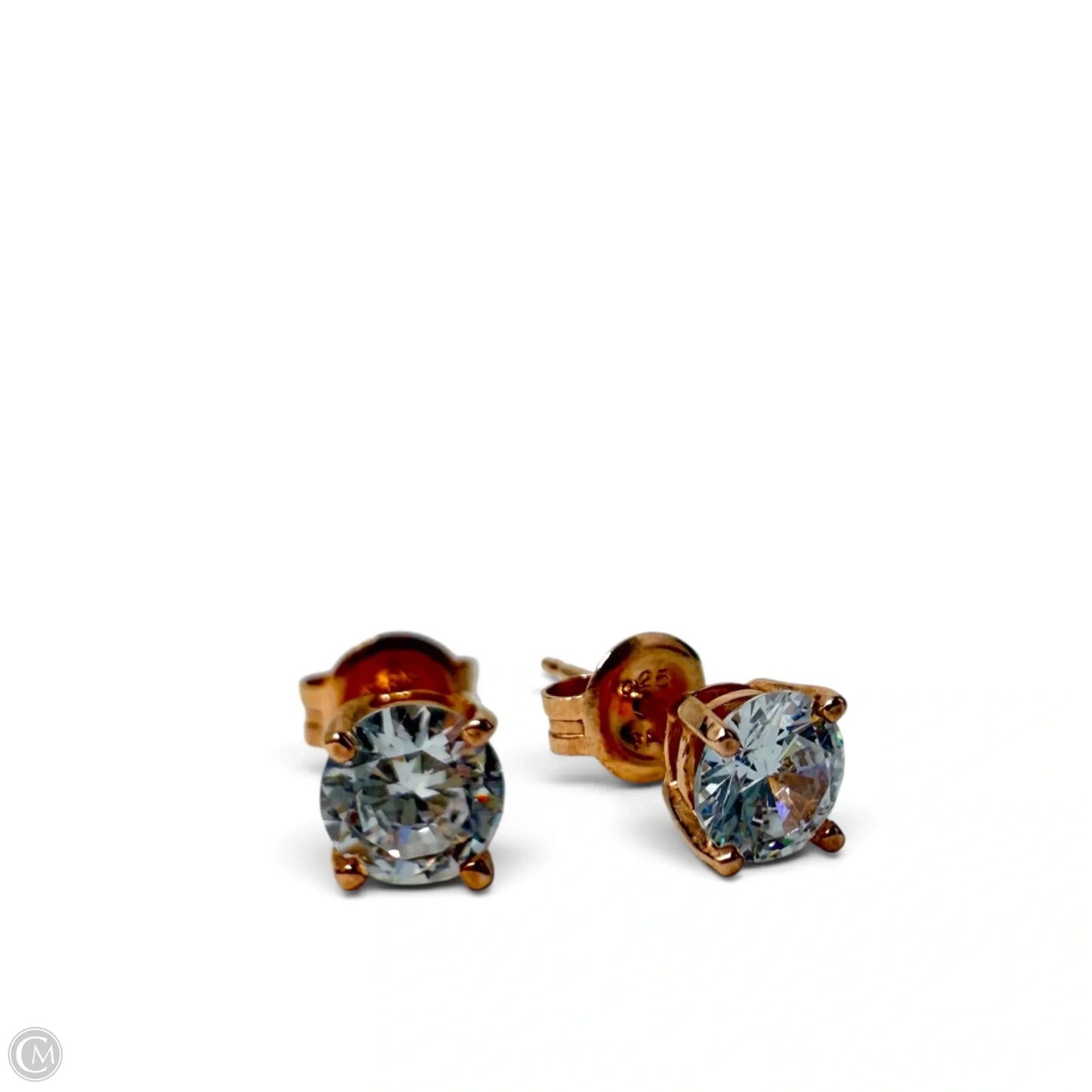 Rose Gold Over Sterling Silver Solitaire Stud Earrings