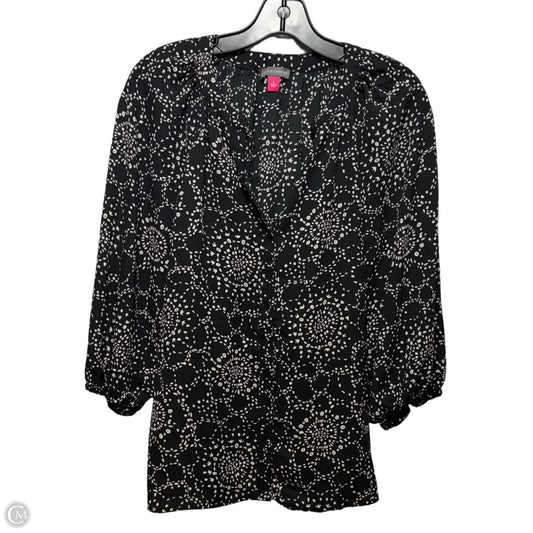 Top 3/4 Sleeve By Vince Camuto In Black & Cream, Size: L