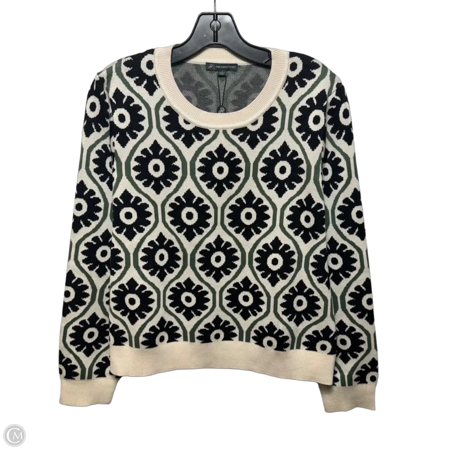 Crewneck Sweater By Adrianna Papell In Floral Print, Size: L