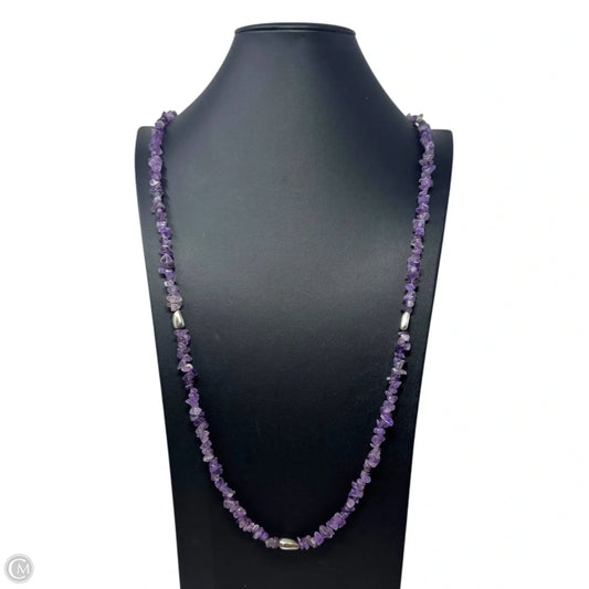 Amethyst Chip & Sterling Silver Bead Long Necklace