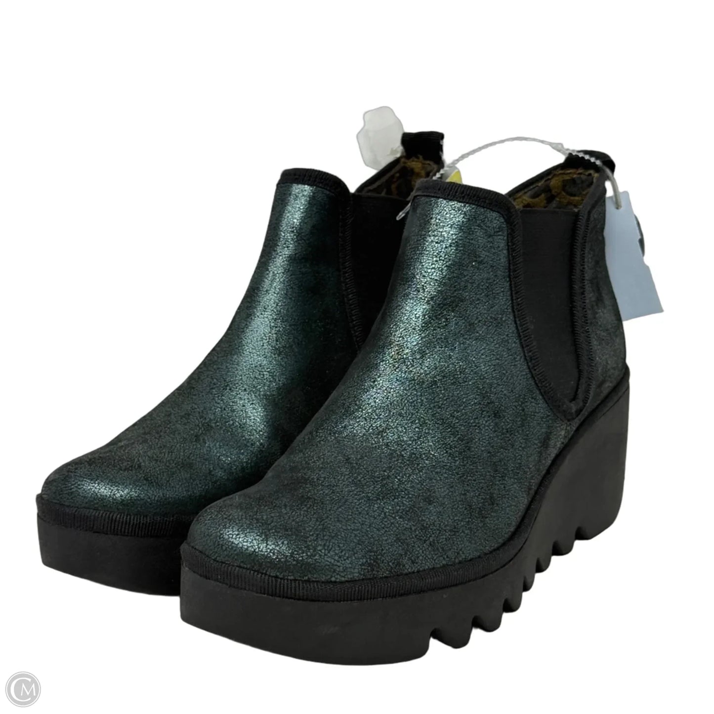 Byne Wedge Chelsea Boots By Fly London In Green, Size: 7.5