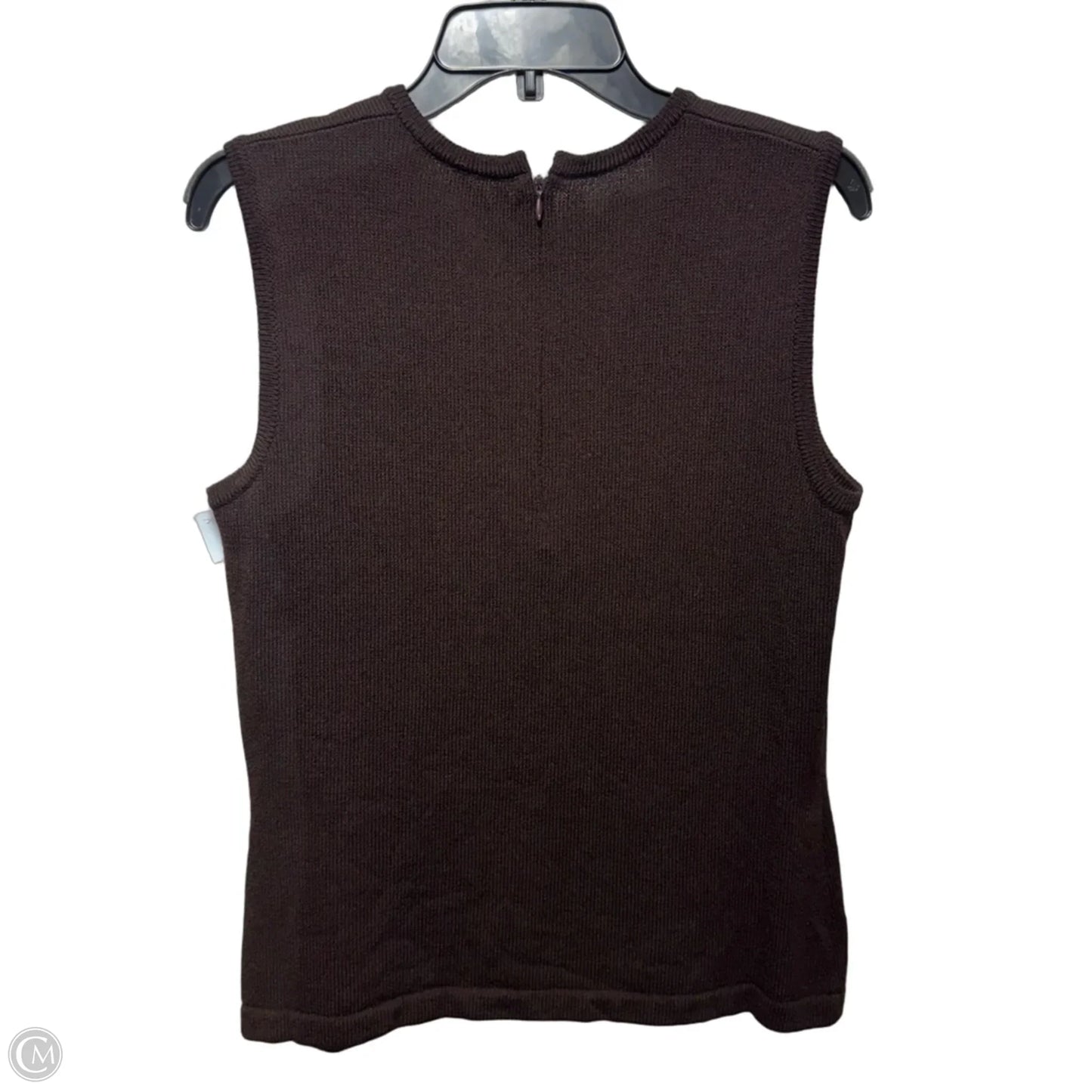 Vintage Knit Top Sleeveless Luxury Designer By St John Collection In Brown, Size: 10