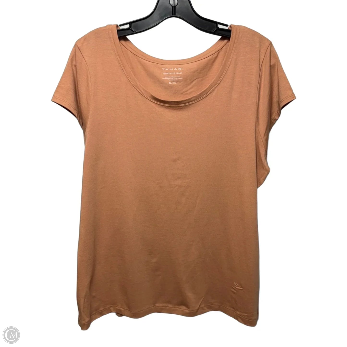 Top Short Sleeve By Tahari In Tan, Size: Xl
