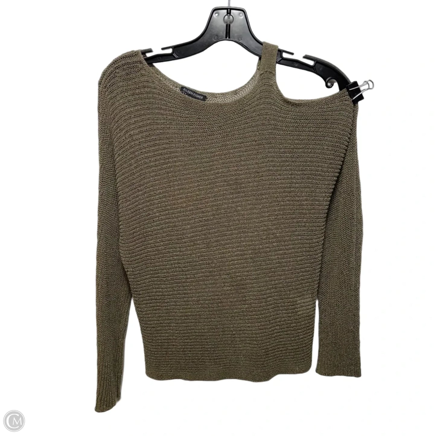 Linen Blend Top Long Sleeve By Eileen Fisher In Green, Size: Xs