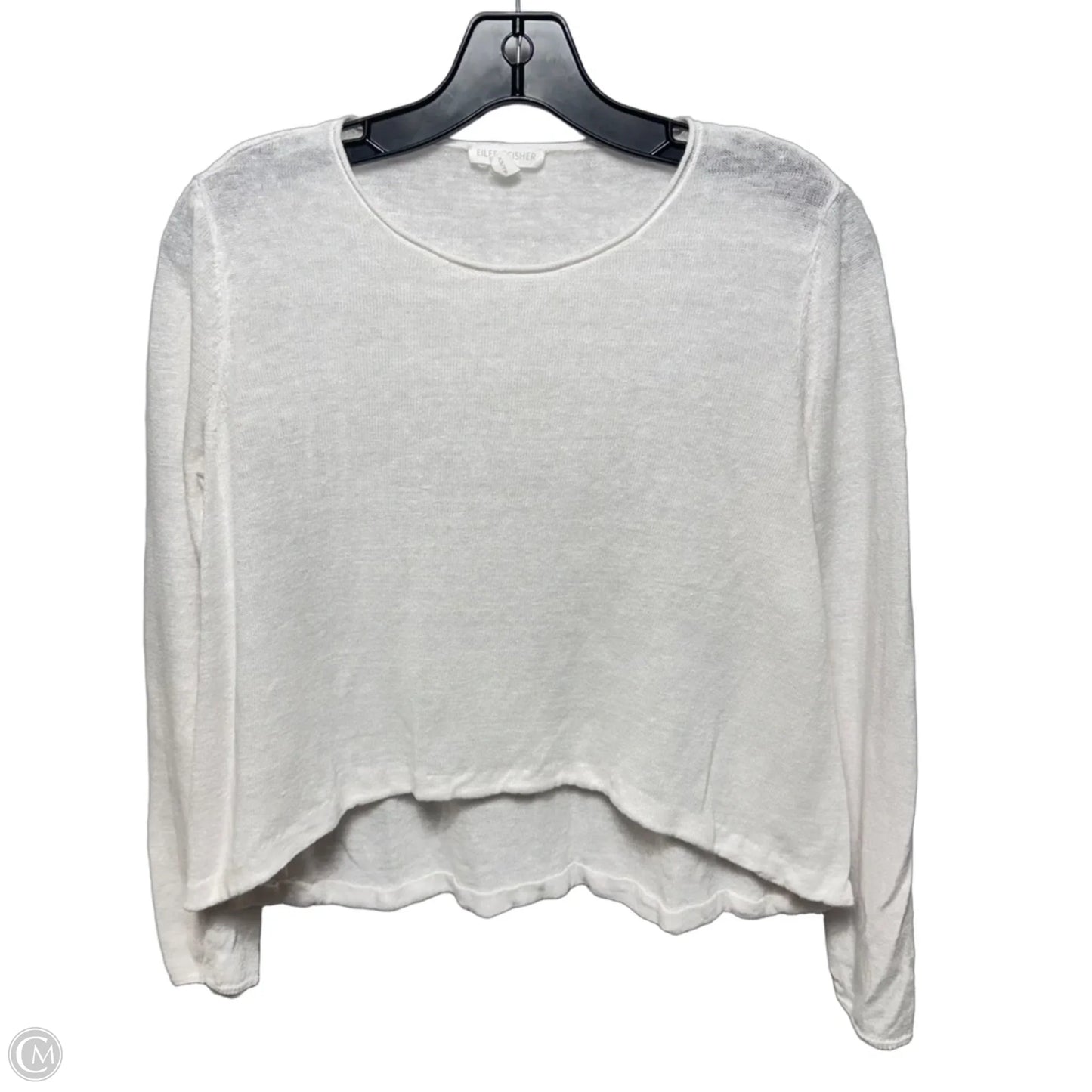 Cropped Knit Top Long Sleeve By Eileen Fisher In White, Size: Xs